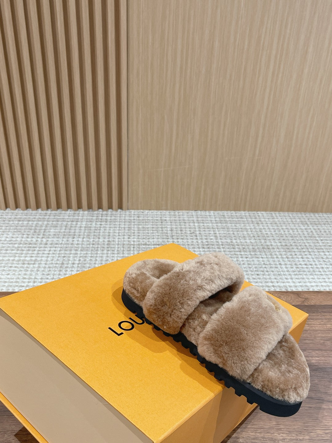 Louis Vuitton Sunset Flat Comfort Mule Milky Brown Wool