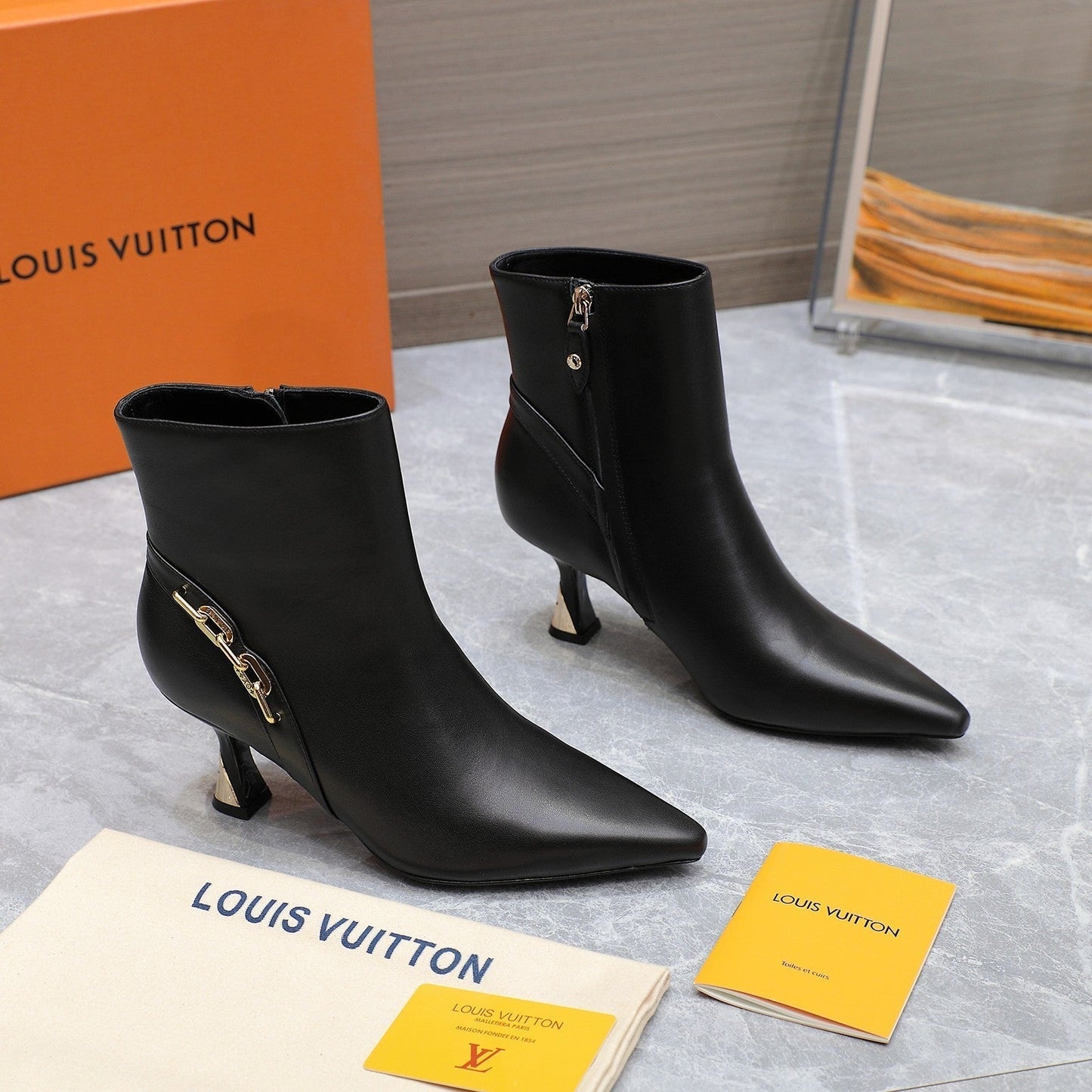 Louis Vuitton Sparkle Ankle Boots 70mm Black Cowhide