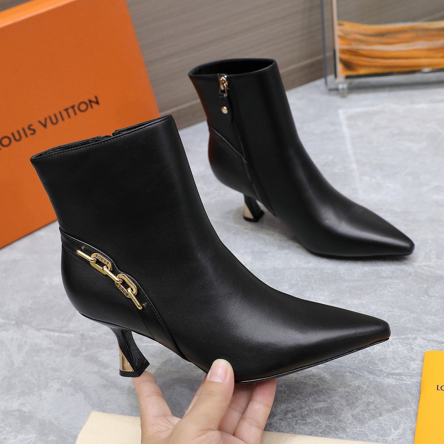 Louis Vuitton Sparkle Ankle Boots 70mm Black Cowhide
