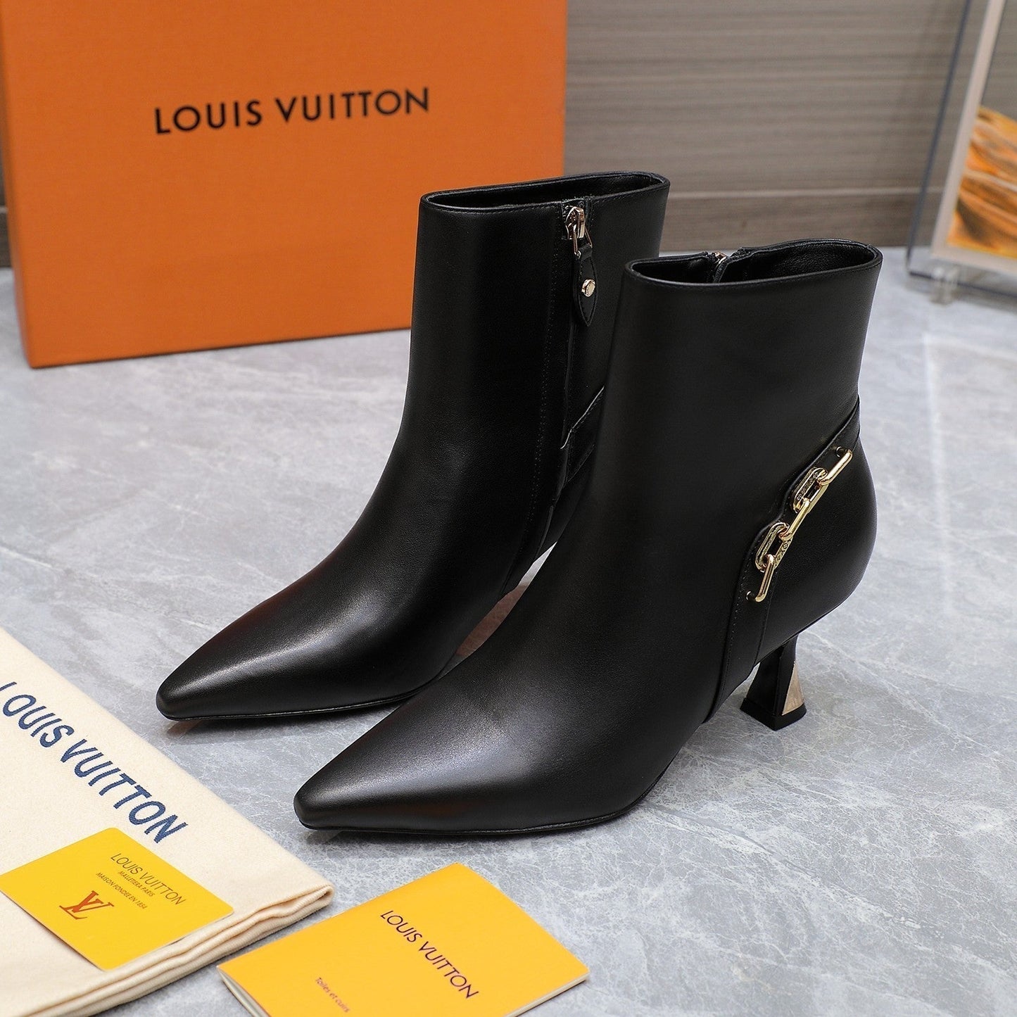 Louis Vuitton Sparkle Ankle Boots 70mm Black Cowhide