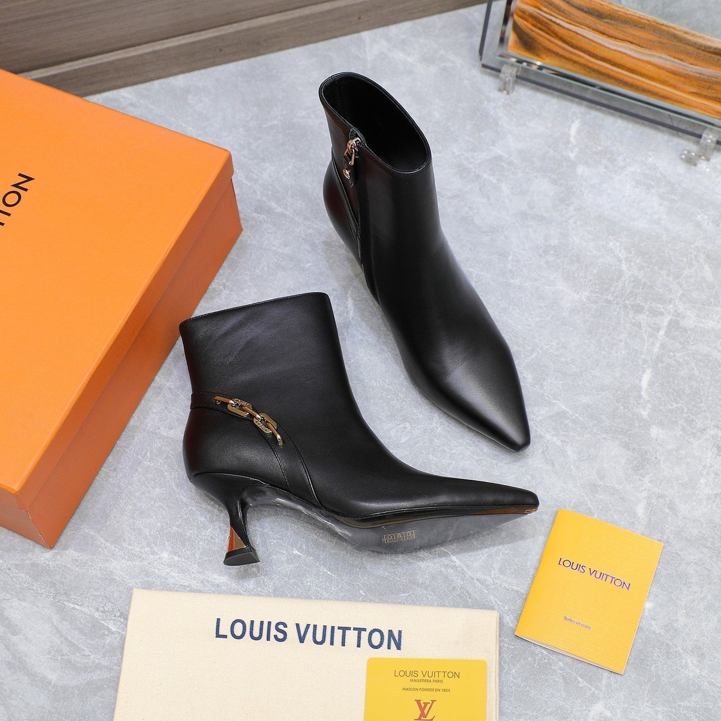 Louis Vuitton Sparkle Ankle Boots 70mm Black Cowhide