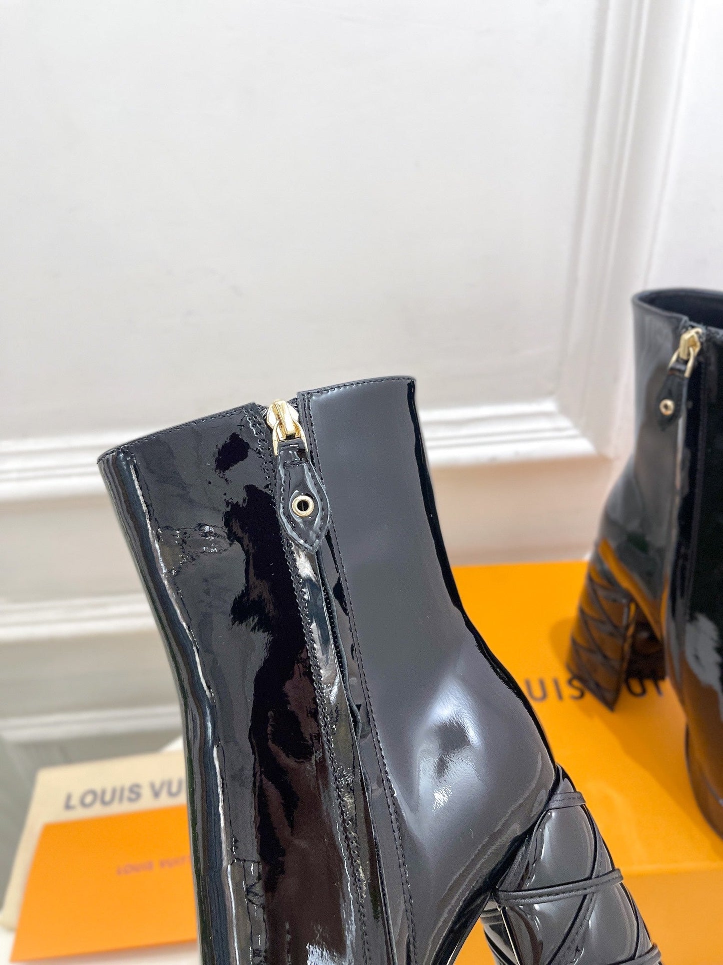 Louis Vuitton Shake Platform Ankle Boot 120mm Glossy Black Calfskin