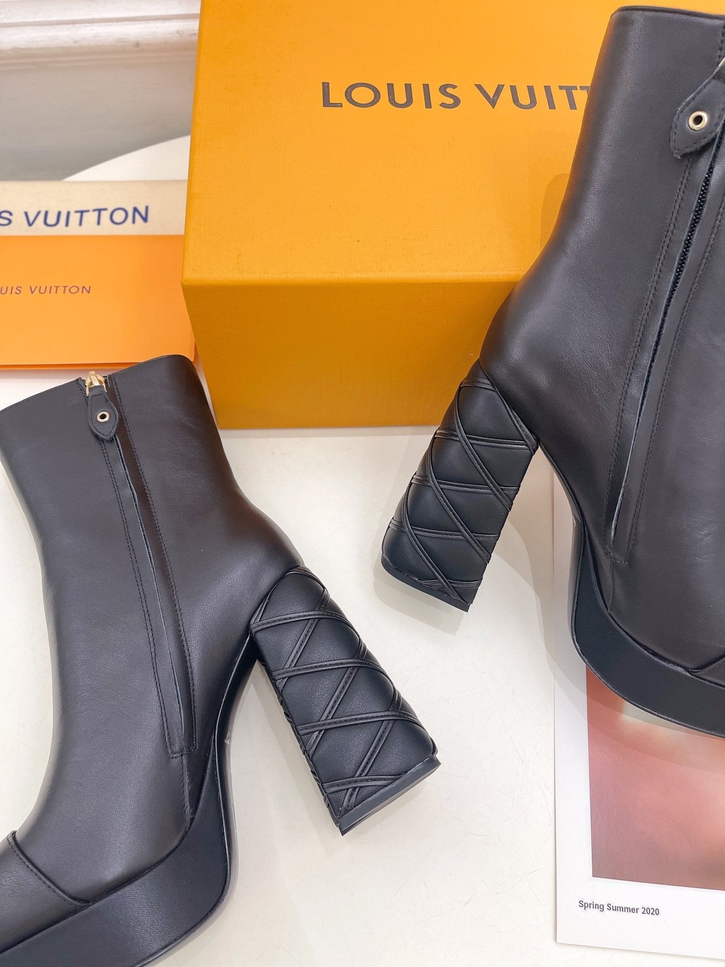 Louis Vuitton Shake Platform Ankle Boot 120mm Plain Black Calfskin