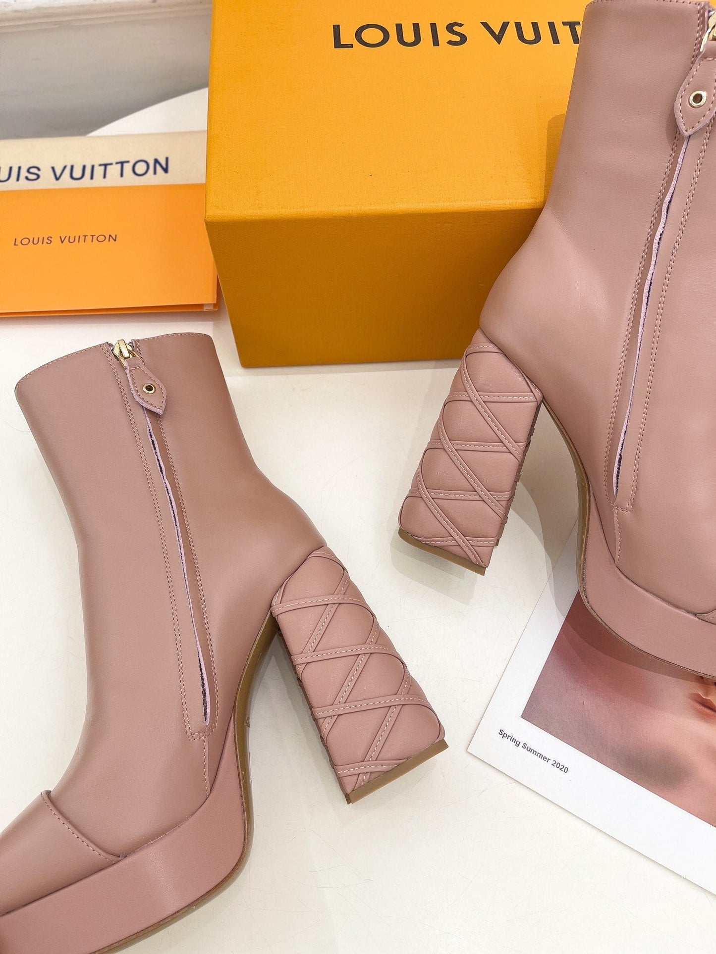 Louis Vuitton Shake Platform Ankle Boot 120mm Nude Pink Calfskin