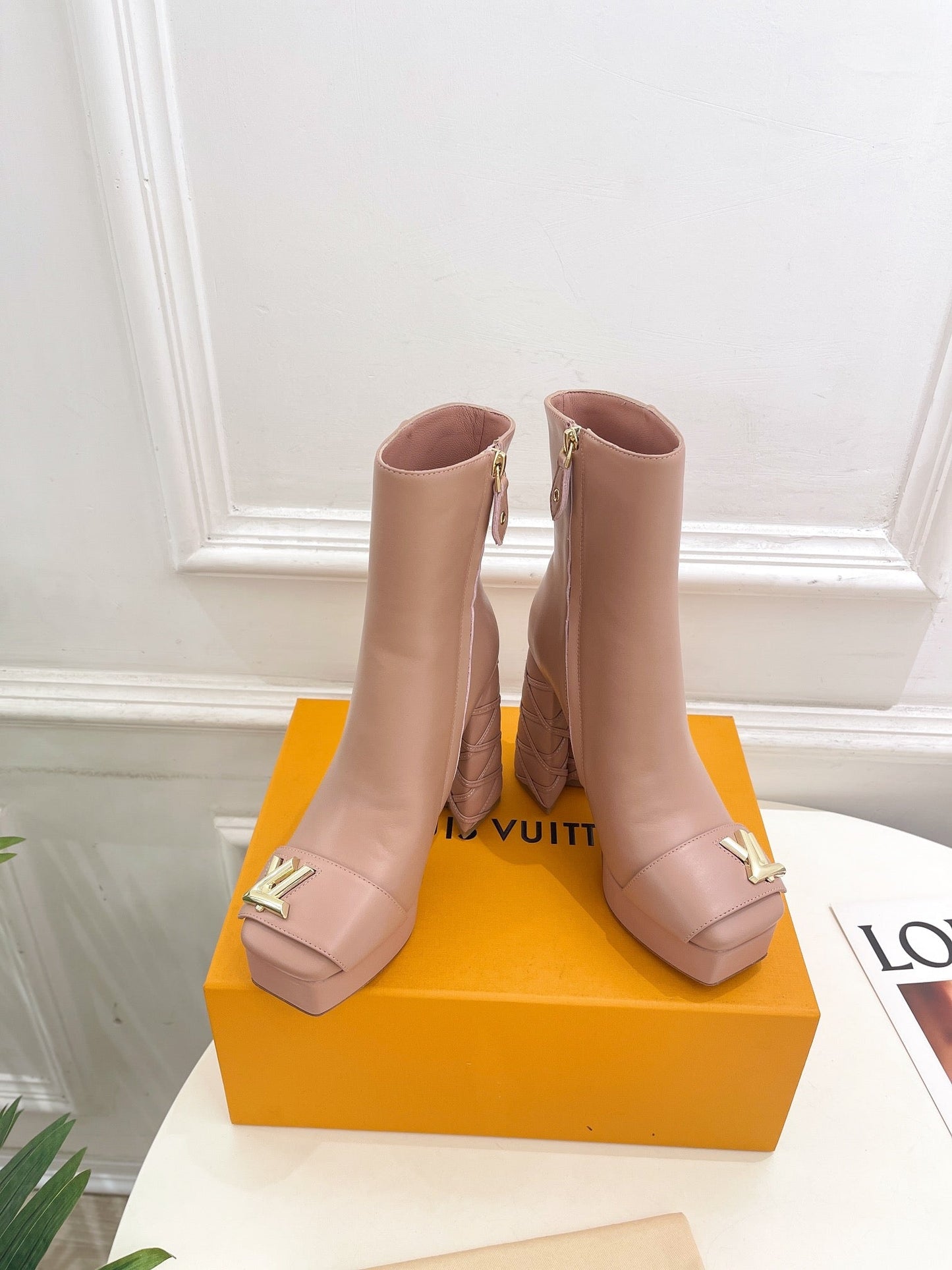 Louis Vuitton Shake Platform Ankle Boot 120mm Nude Pink Calfskin