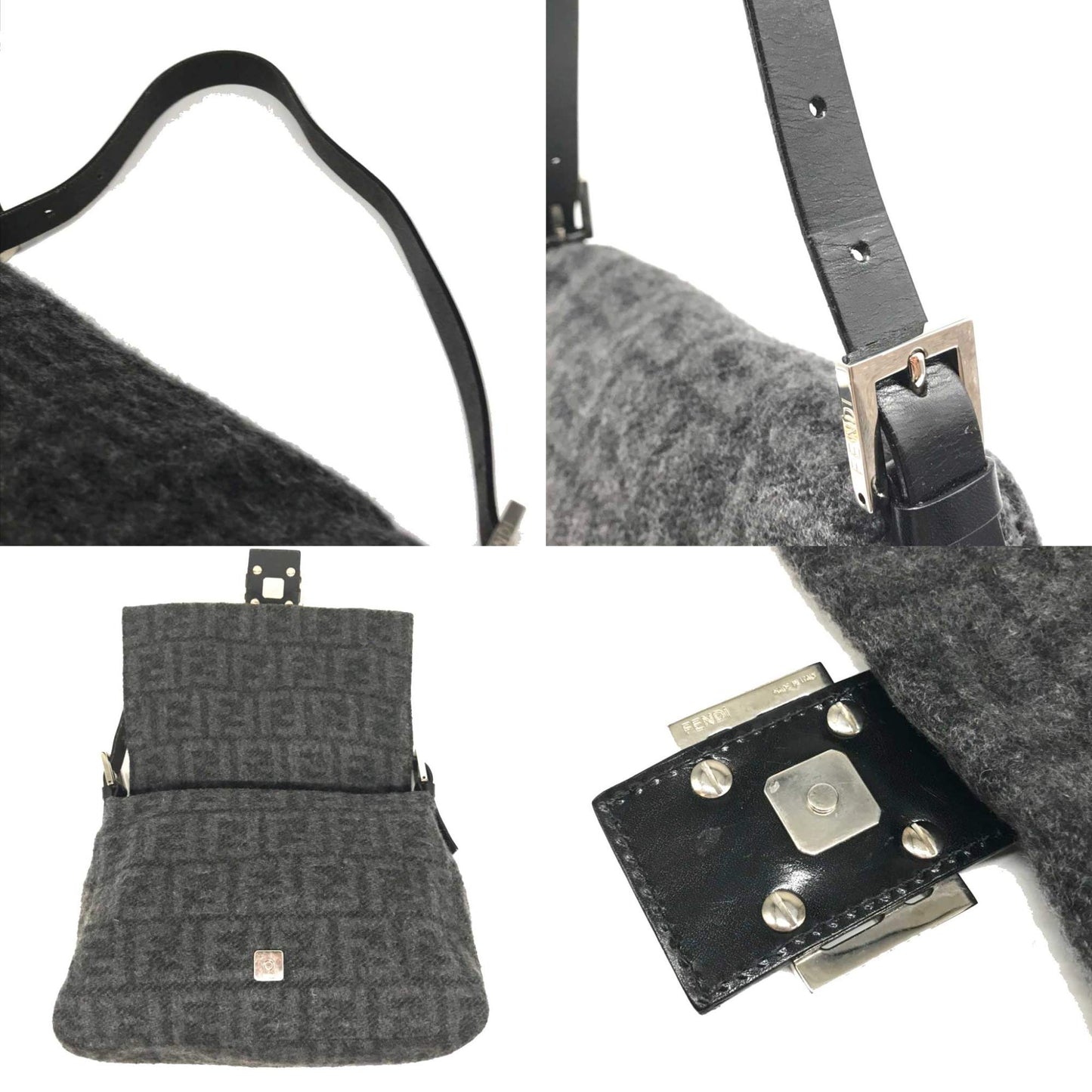 Fendi Wool Mamma Baguette Shoulder Bag