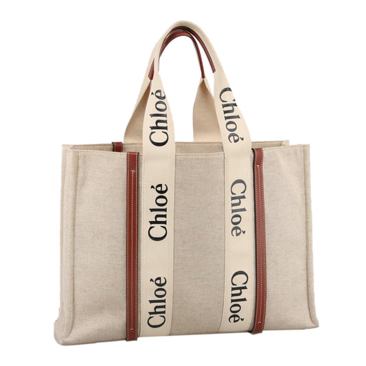 Chloe Tote Bag Canvas Leather Beige Brown ki5211
