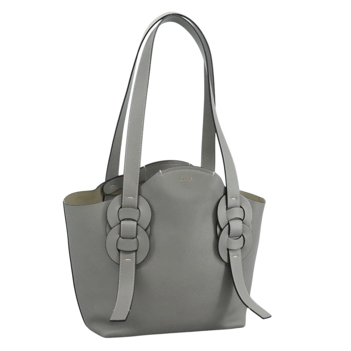 Chloe Darryl Tote Bag Leather Gray Gold ki5336