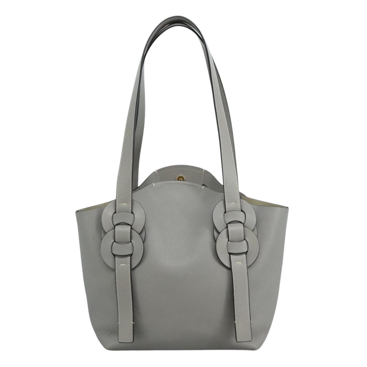 Chloe Darryl Tote Bag Leather Gray Gold ki5336