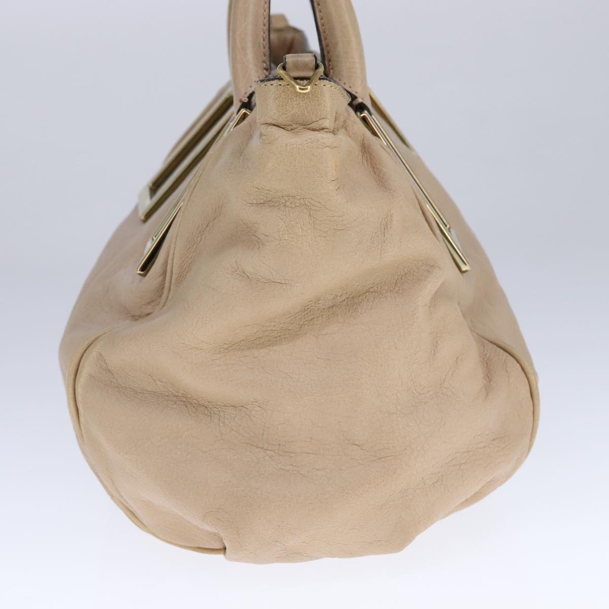 Chloe Etel Hand Bag Leather 2way Beige Gold ki5376