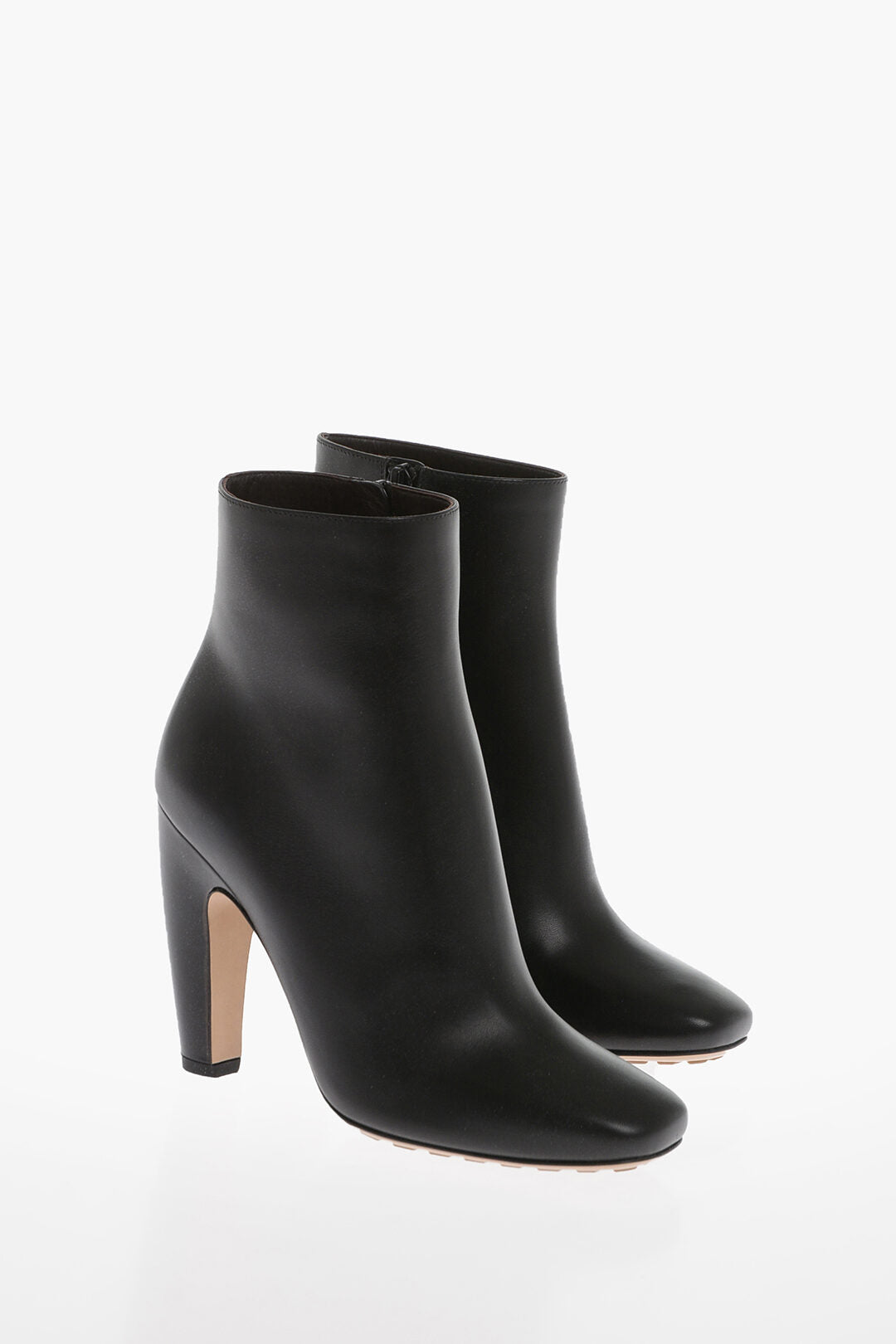 Bottega Veneta Leather POMPEI Booties with Inner Zip 11cm Black