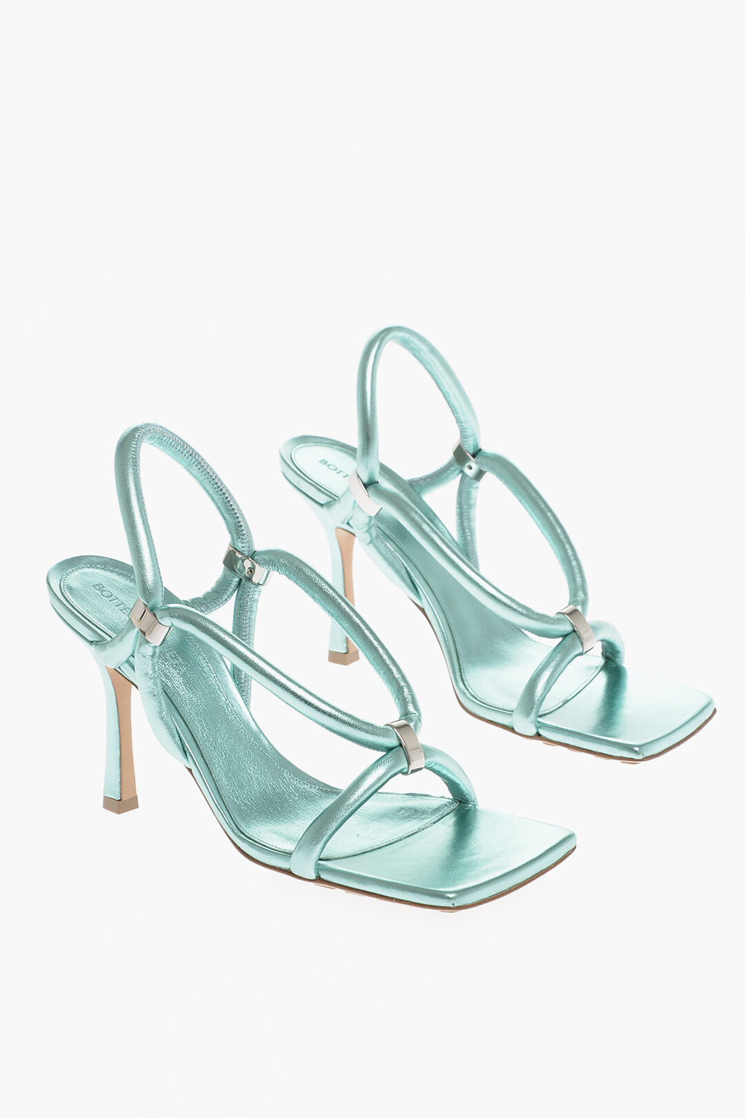 Bottega Veneta Leather Sandals Metallic Effect 9 cm 5.5 Blue