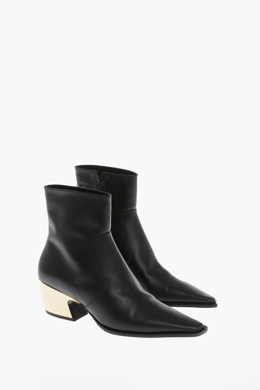 Bottega Veneta Leather TOKYO Western Booties with Metal Heel 5cm Black
