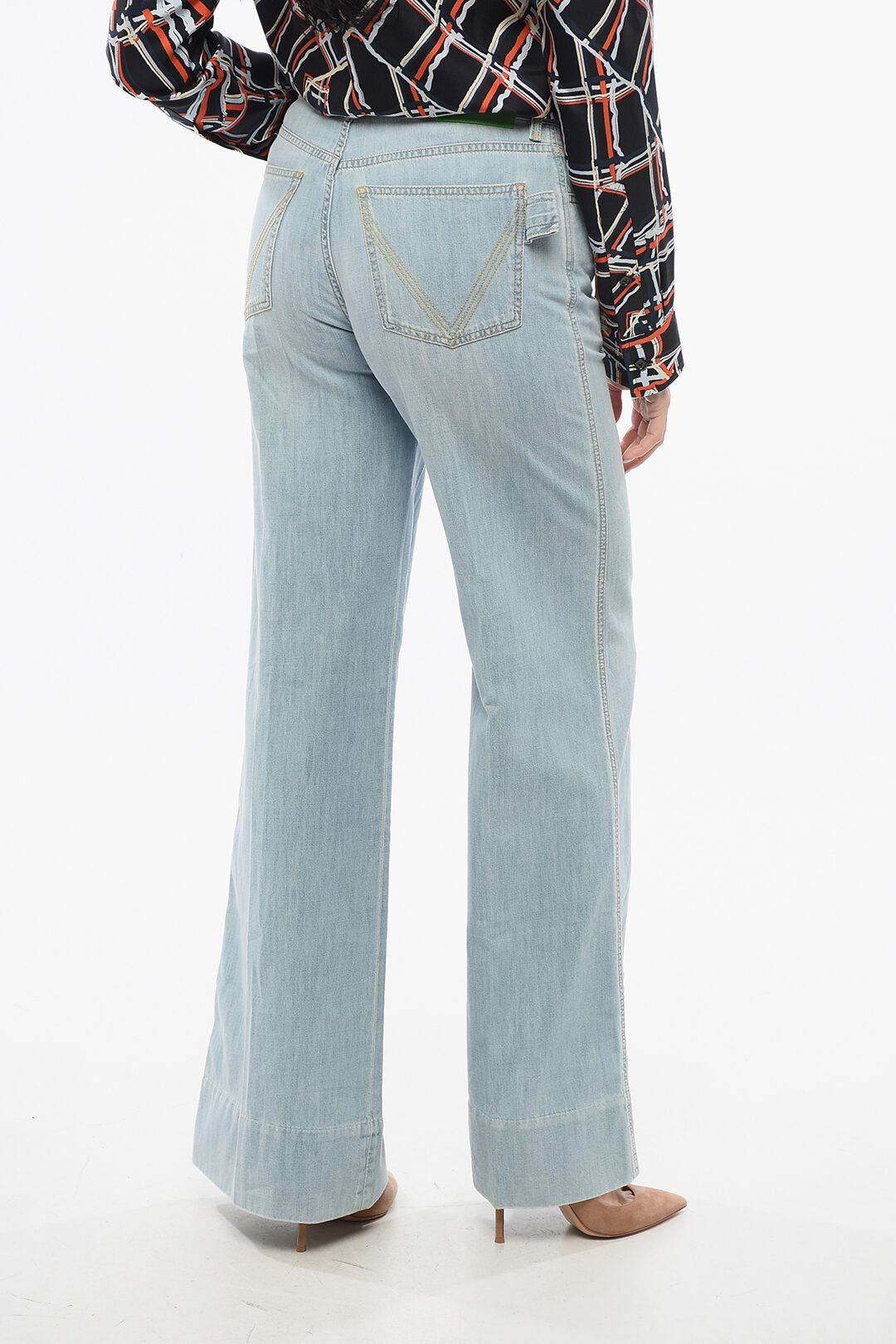 Bottega Veneta Light-washed Wide Leg Denims 30cm