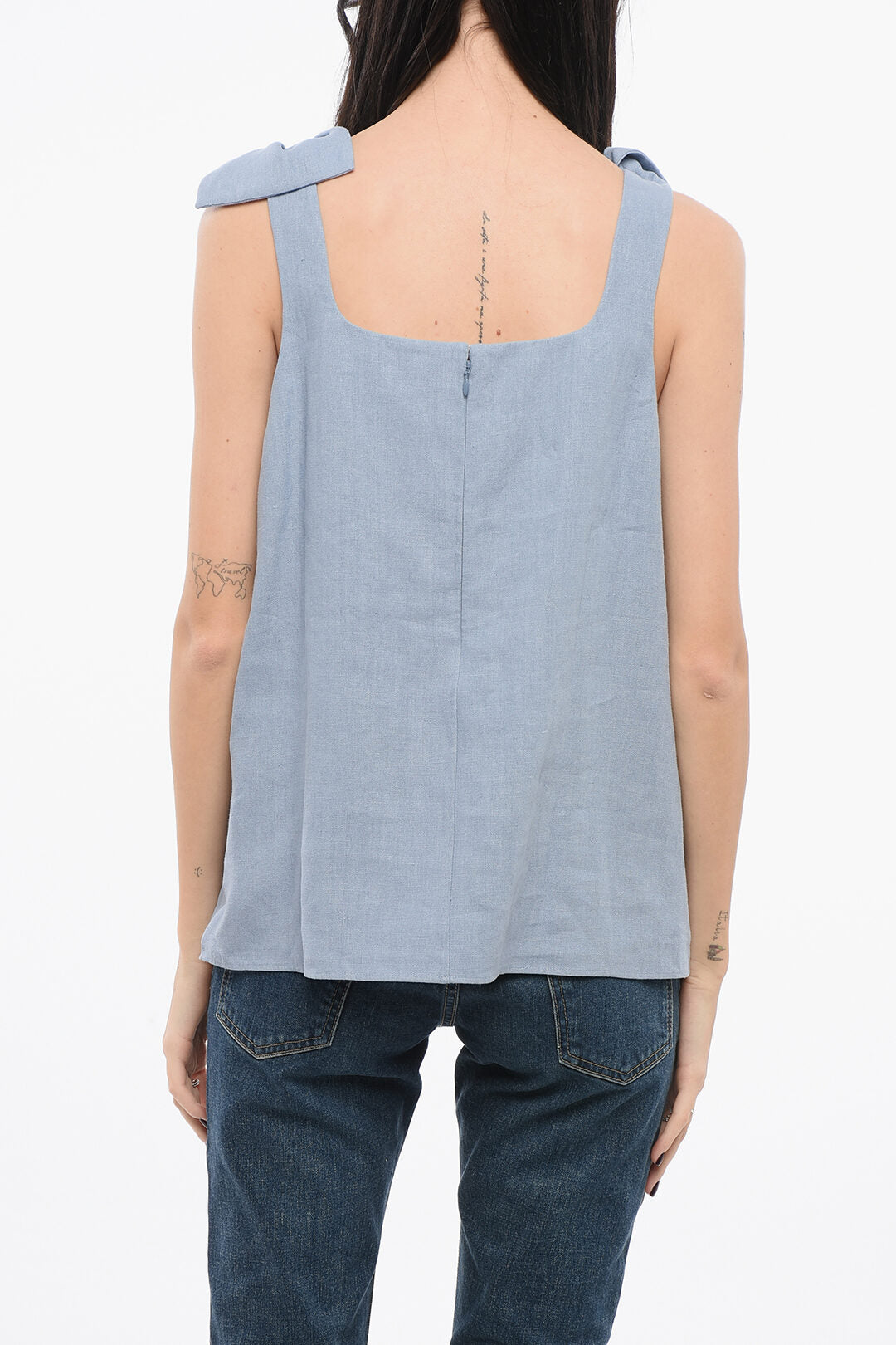 Chloe Linen Top with Bow Straps
