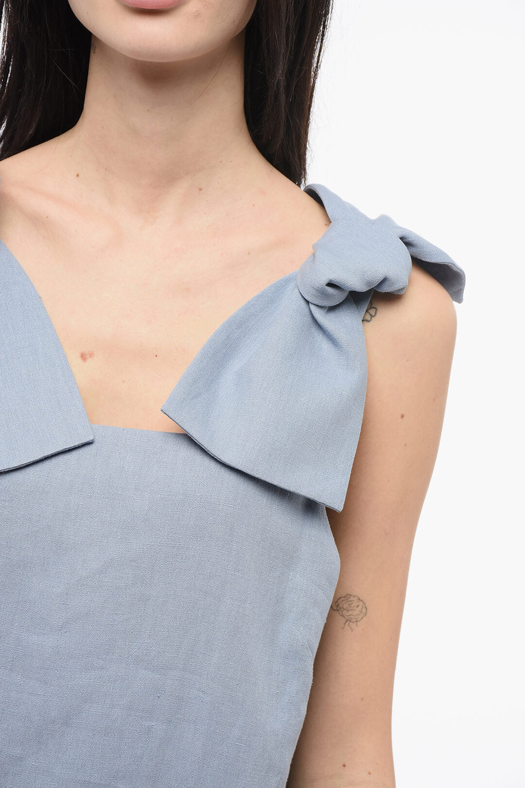 Chloe Linen Top with Bow Straps