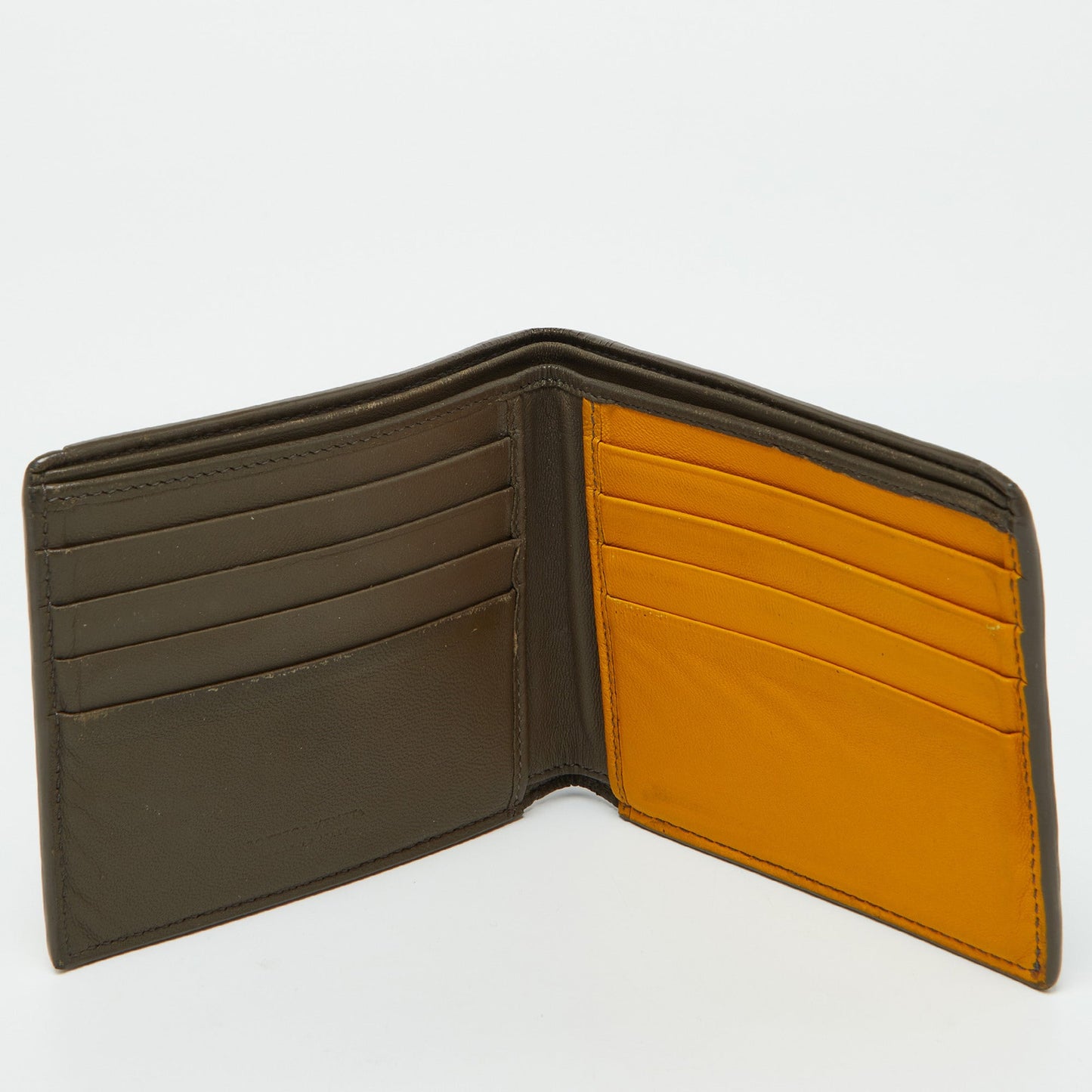 BOTTEGA VENETA Beige/Mustard Intrecciato Leather Bifold Wallet