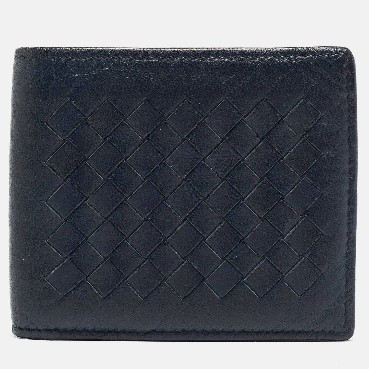 BOTTEGA VENETA Blue Intrecciato Leather Bifold Wallet