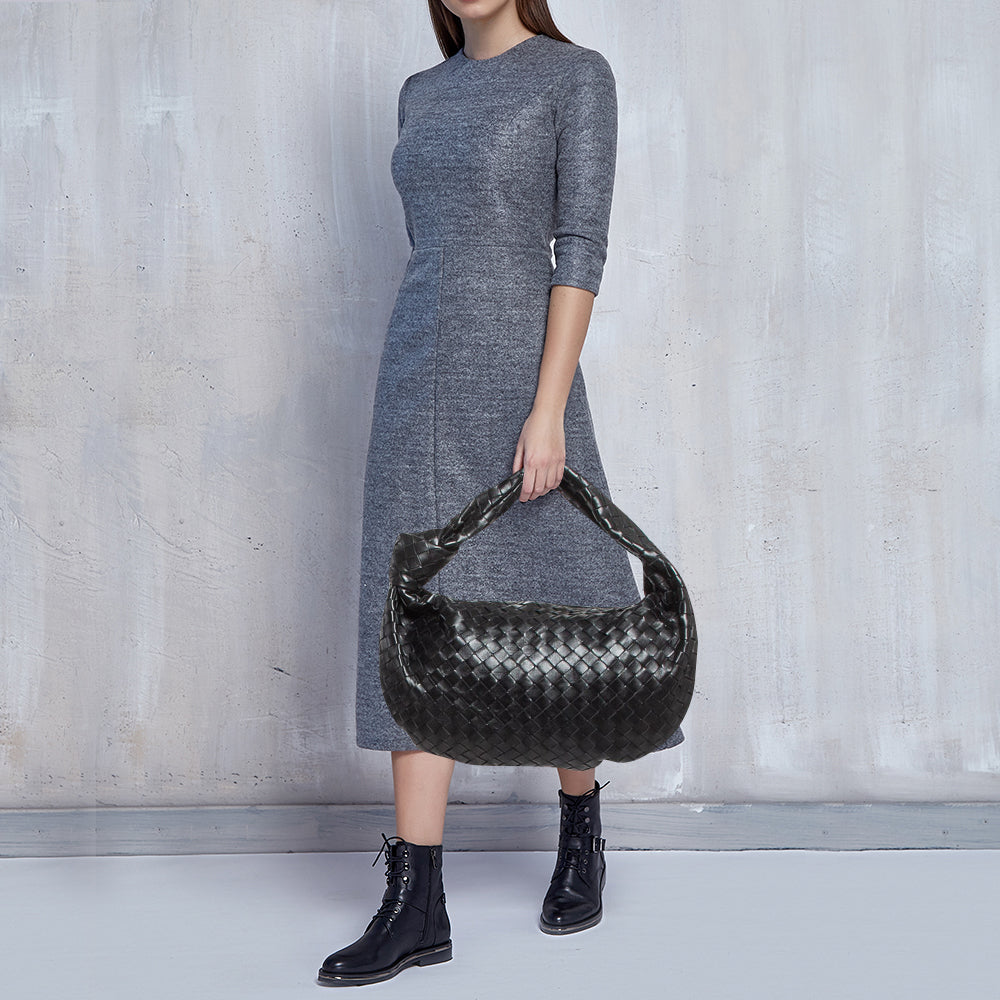 BOTTEGA VENETA Black Intrecciato Leather Small Jodie Hobo
