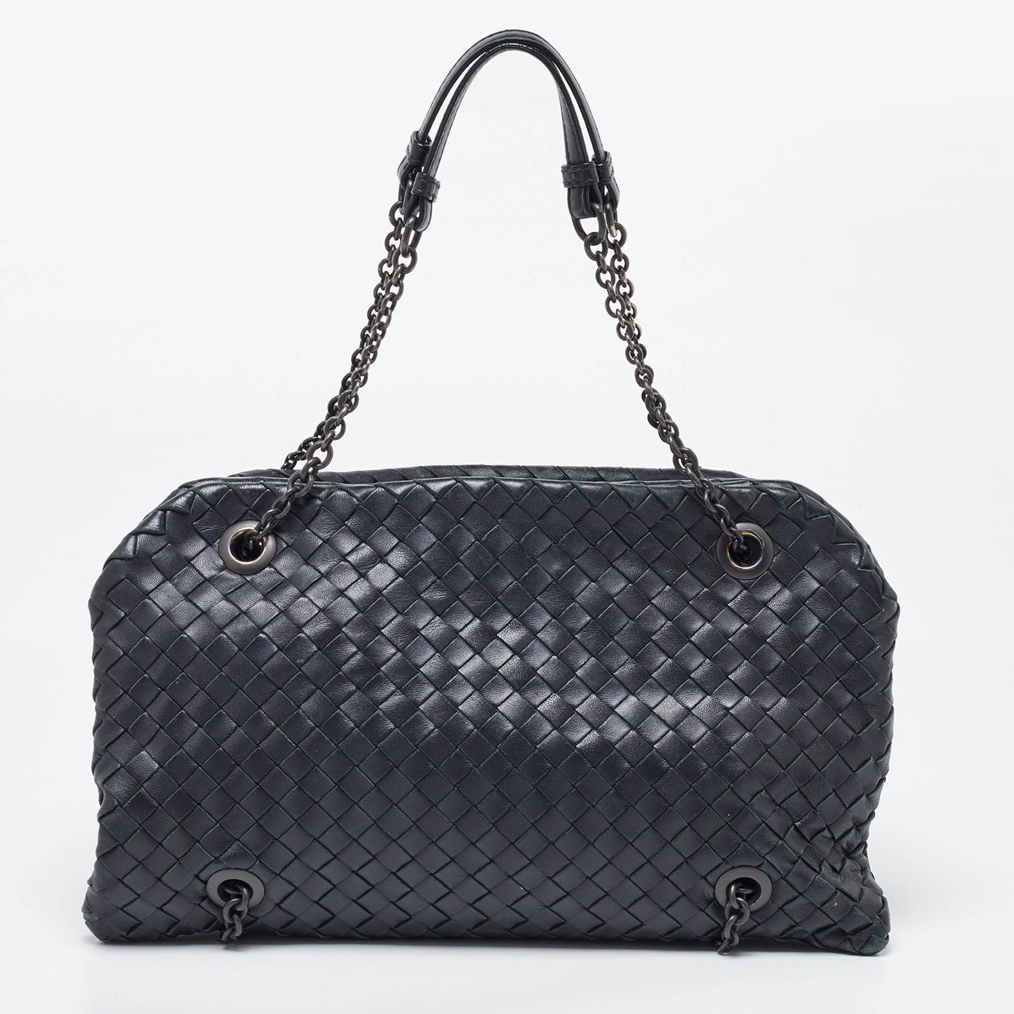 BOTTEGA VENETA Black Intrecciato Leather Shoulder Bag