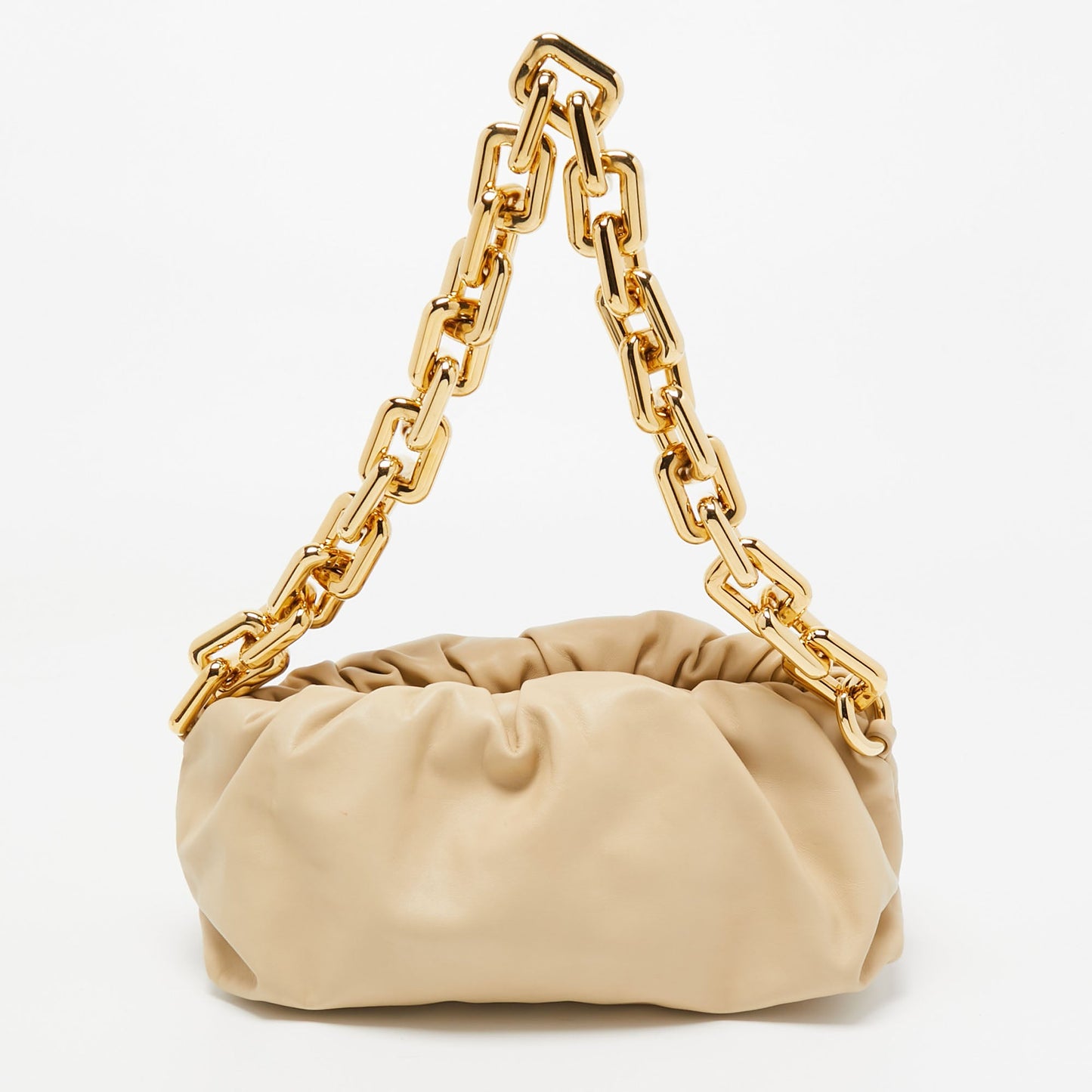 BOTTEGA VENETA Beige Leather The Chain Pouch Bag