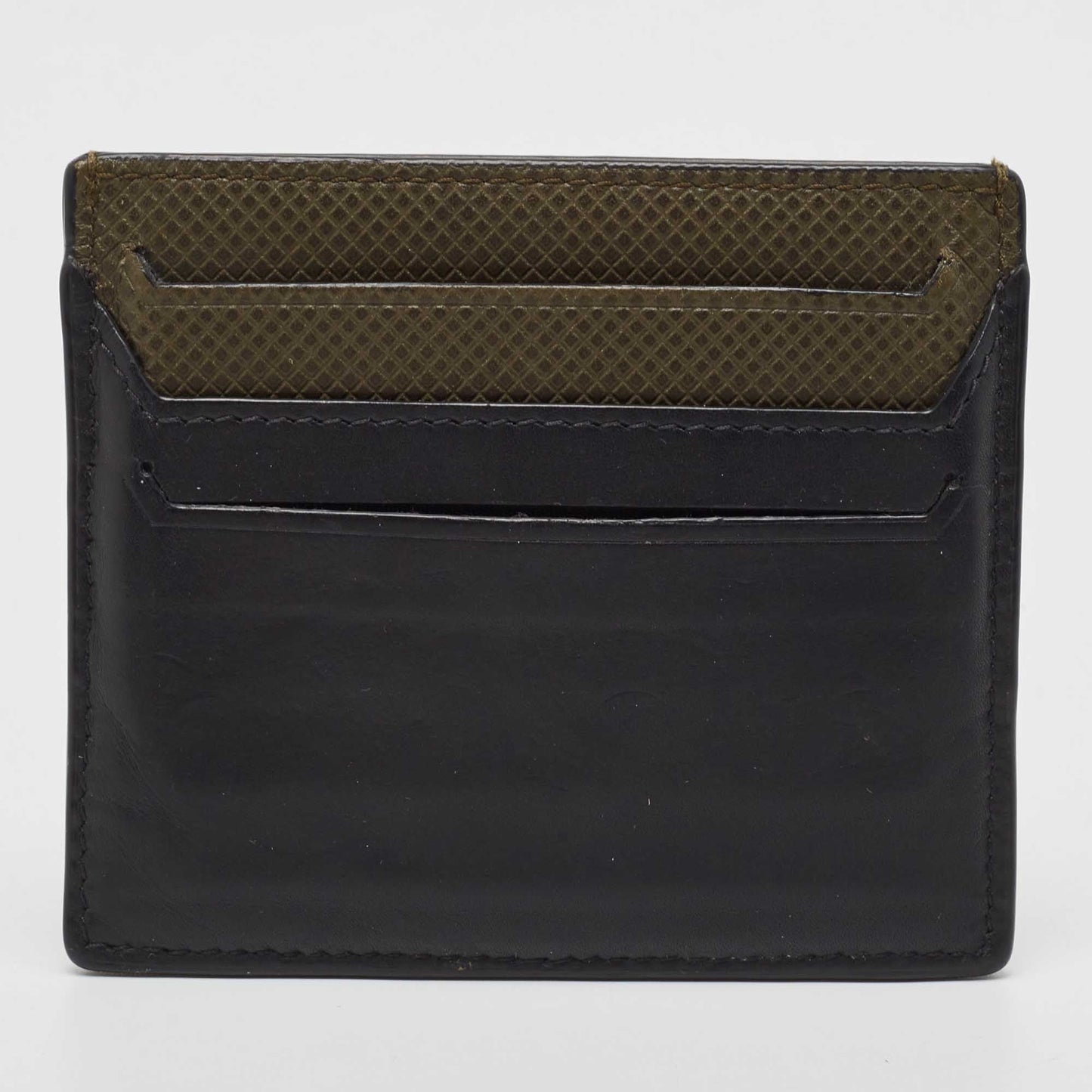 BOTTEGA VENETA Black/Olive Green Leather Card Holder