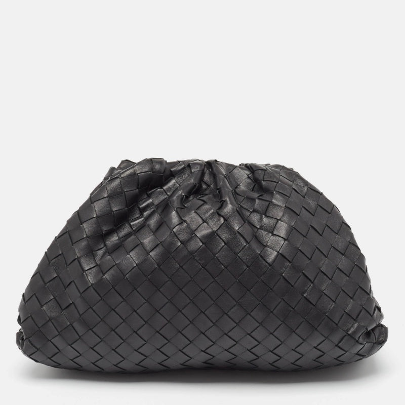 BOTTEGA VENETA Black Intrecciato Leather The Pouch Clutch