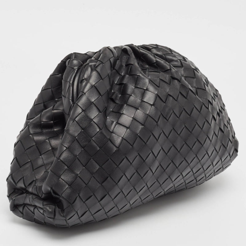 BOTTEGA VENETA Black Intrecciato Leather The Pouch Clutch