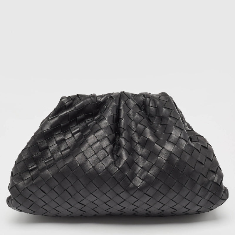 BOTTEGA VENETA Black Intrecciato Leather The Pouch Clutch