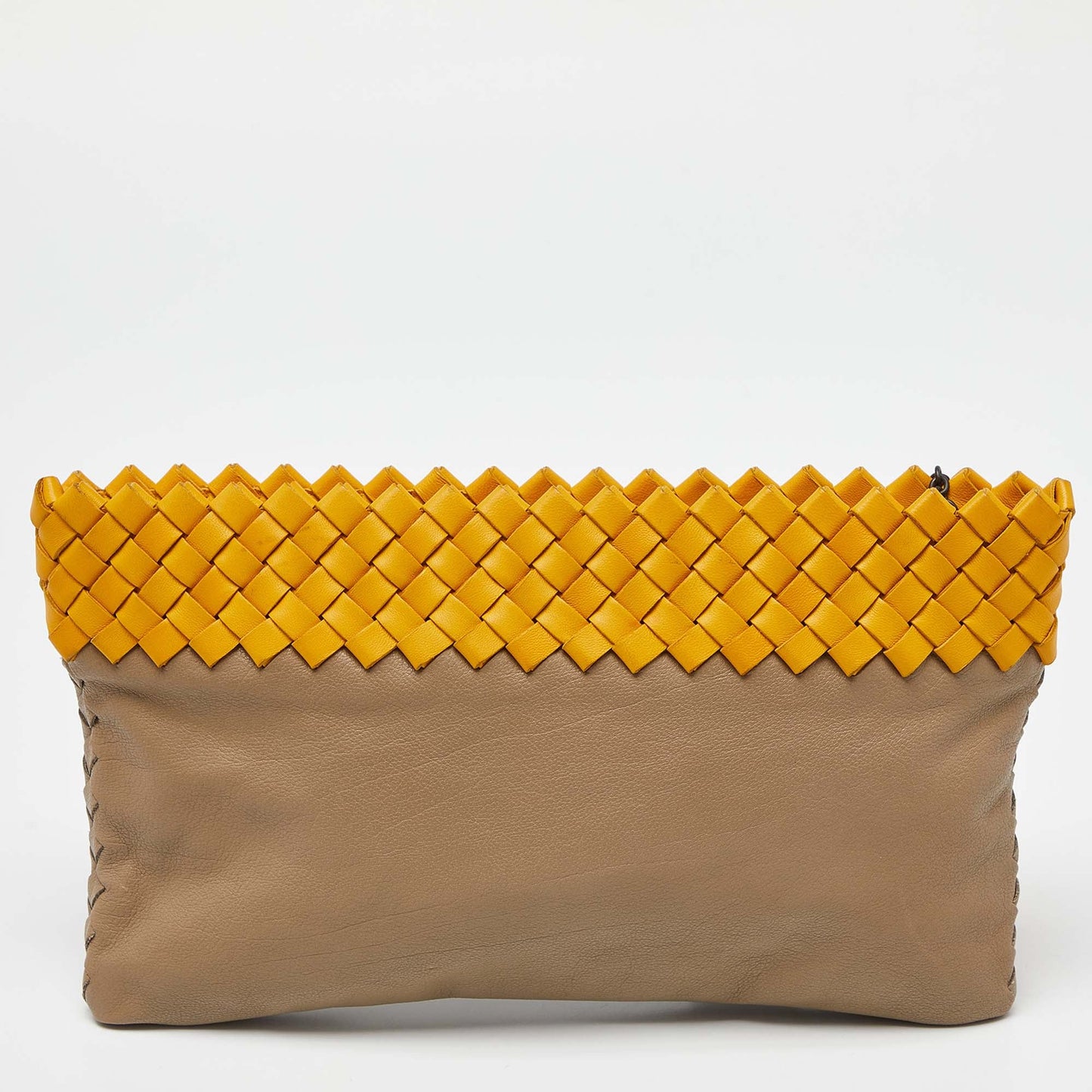 BOTTEGA VENETA Beige/Yellow Leather Wristlet Clutch