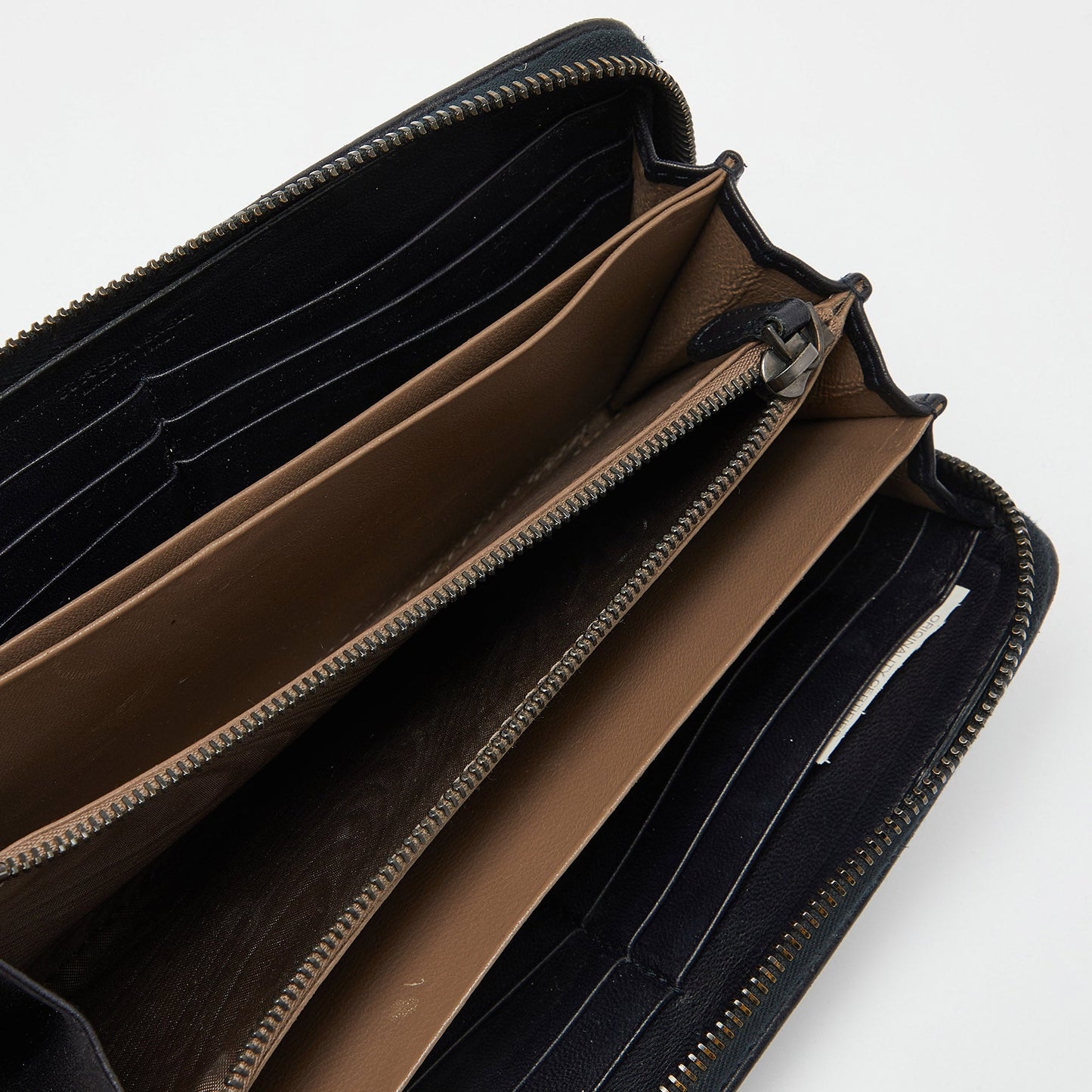 BOTTEGA VENETA Black Intrecciato Leather Zip Around Wallet