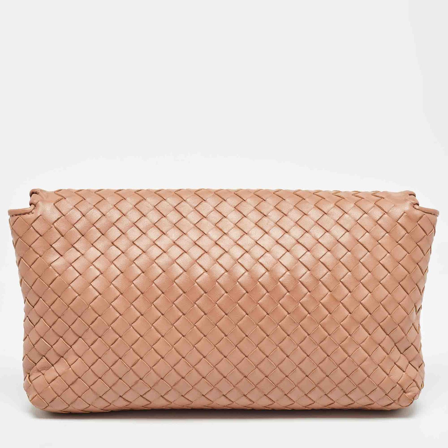 BOTTEGA VENETA Beige Intrecciato Leather Olimpia Flap Shoulder Bag
