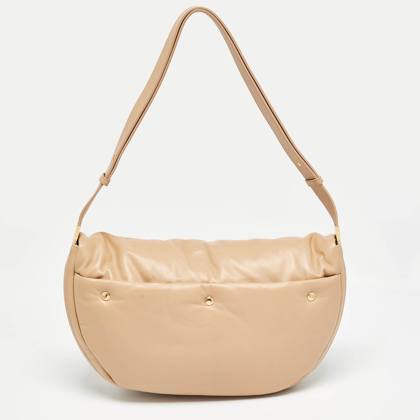 BURBERRY Beige Leather XL Olympia Shoulder Bag