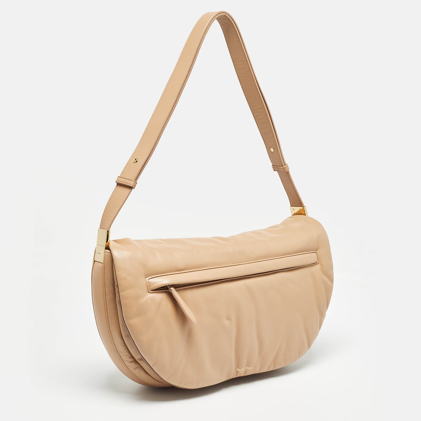BURBERRY Beige Leather XL Olympia Shoulder Bag