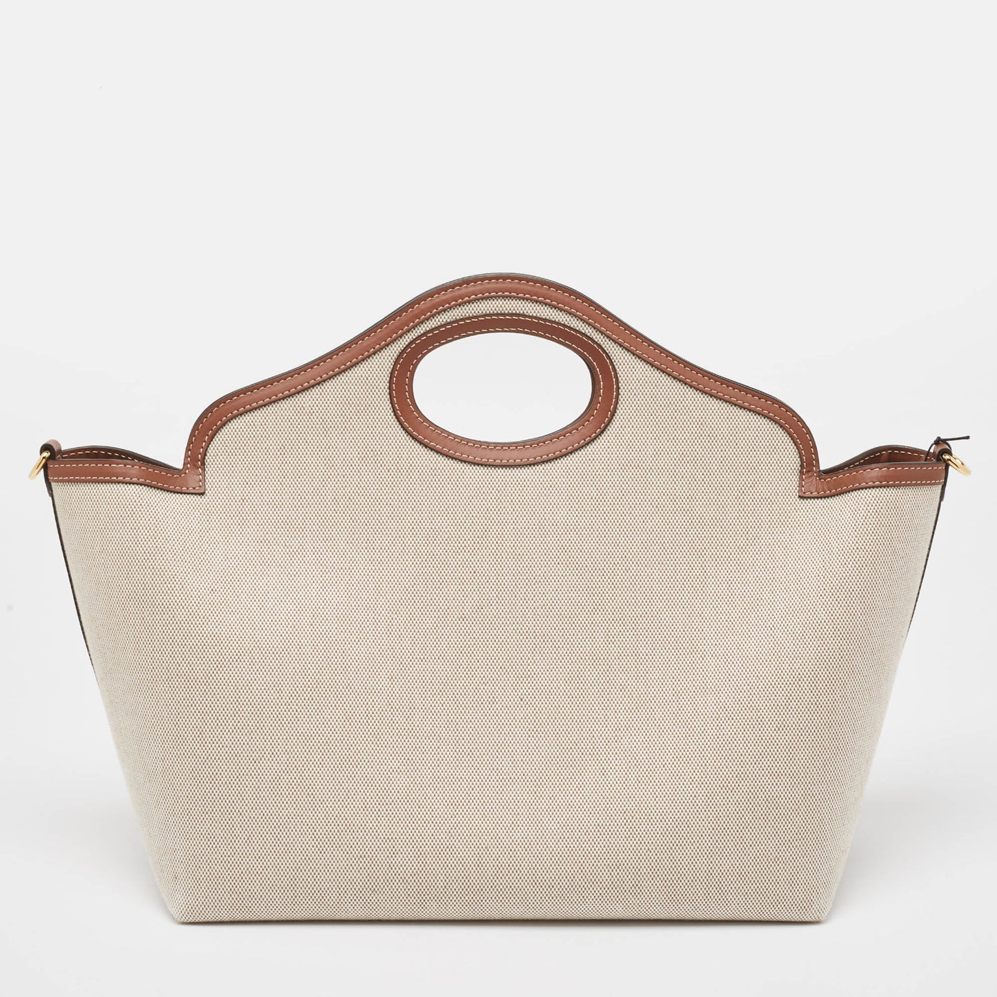 BURBERRY Beige/Brown Canvas and Leather Small Soft Pocket Tote