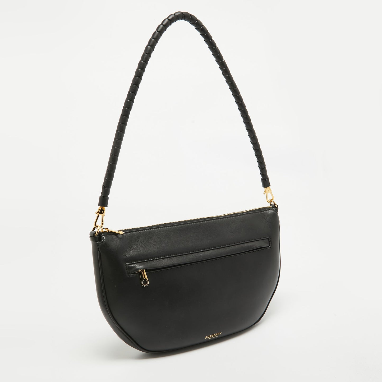 BURBERRY Black Leather Large Olympia Shoulder Bag