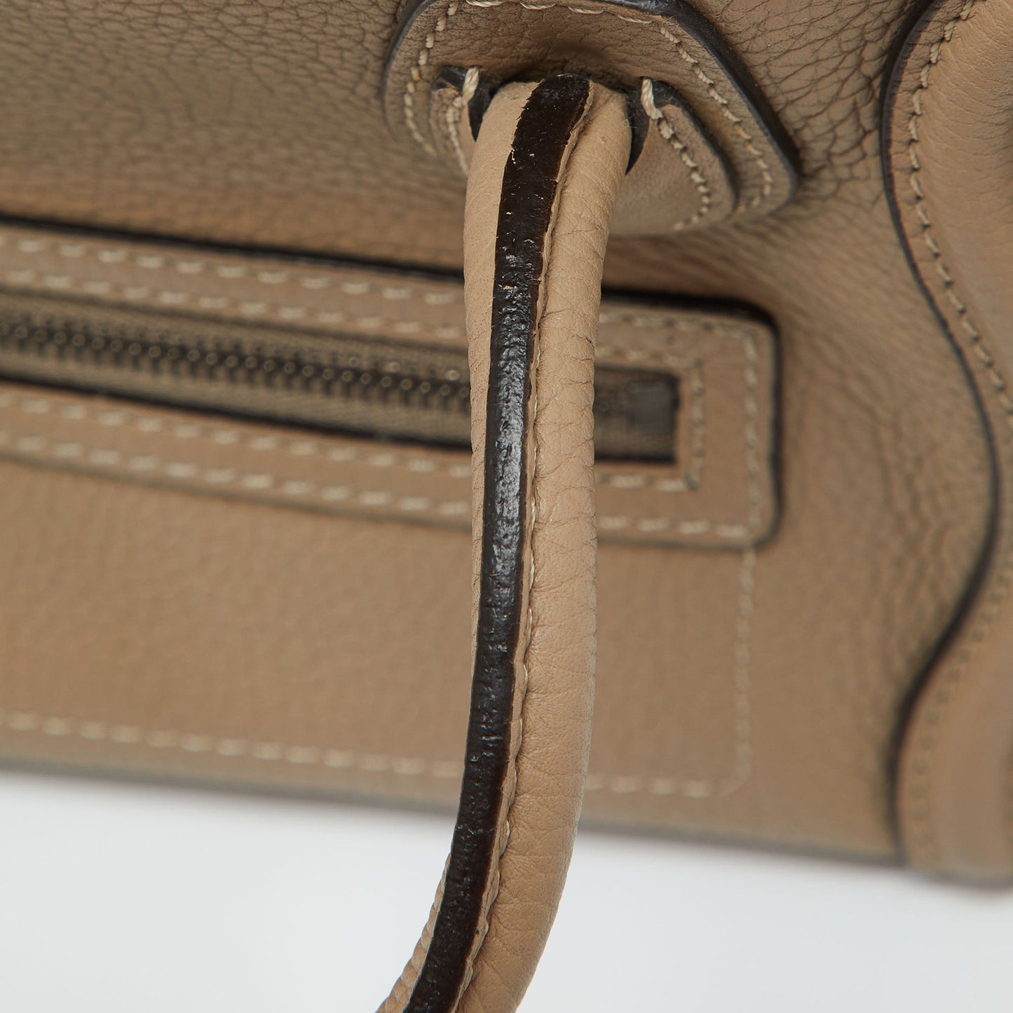 CELINE Beige Leather Nano Luggage Tote
