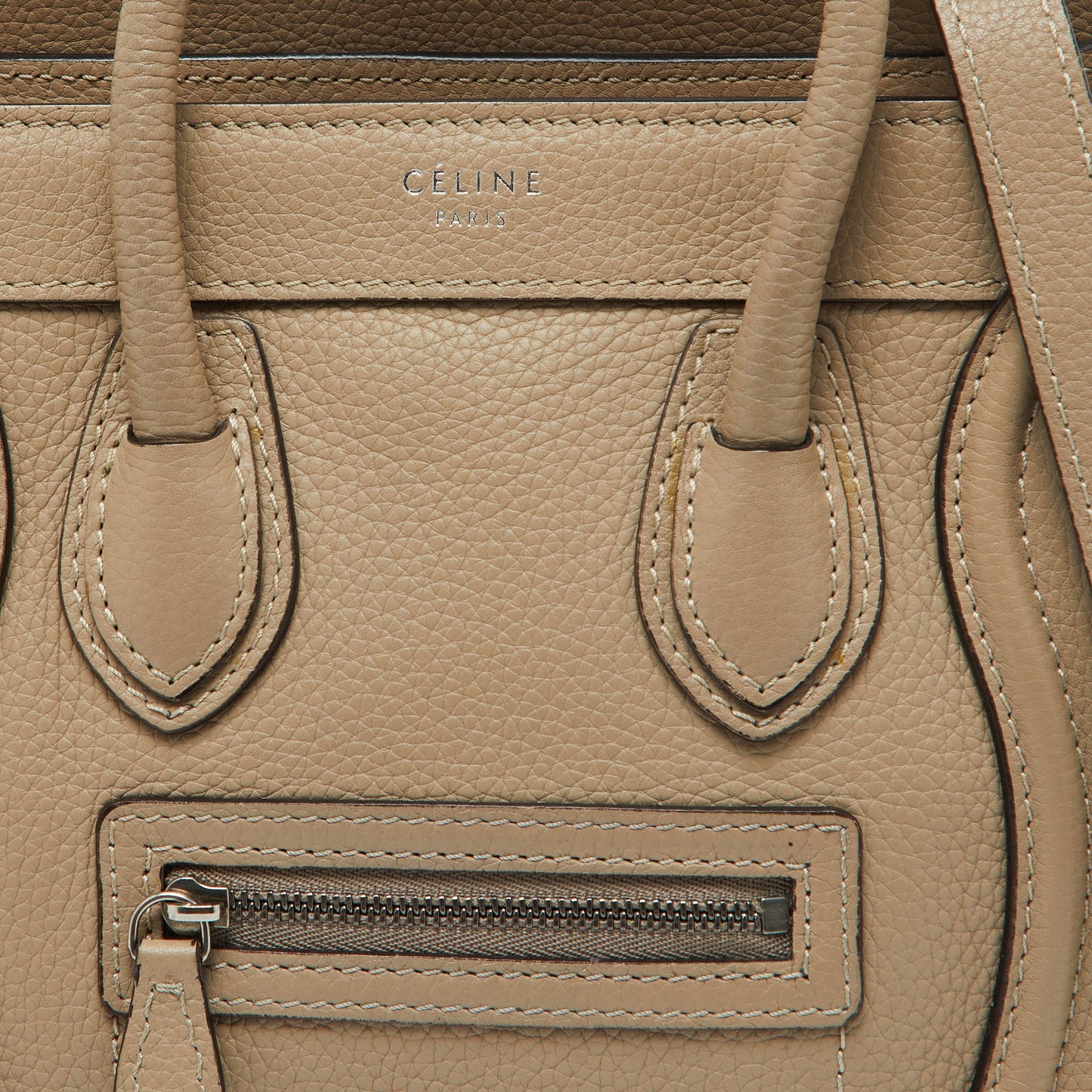 CELINE Beige Leather Nano Luggage Tote