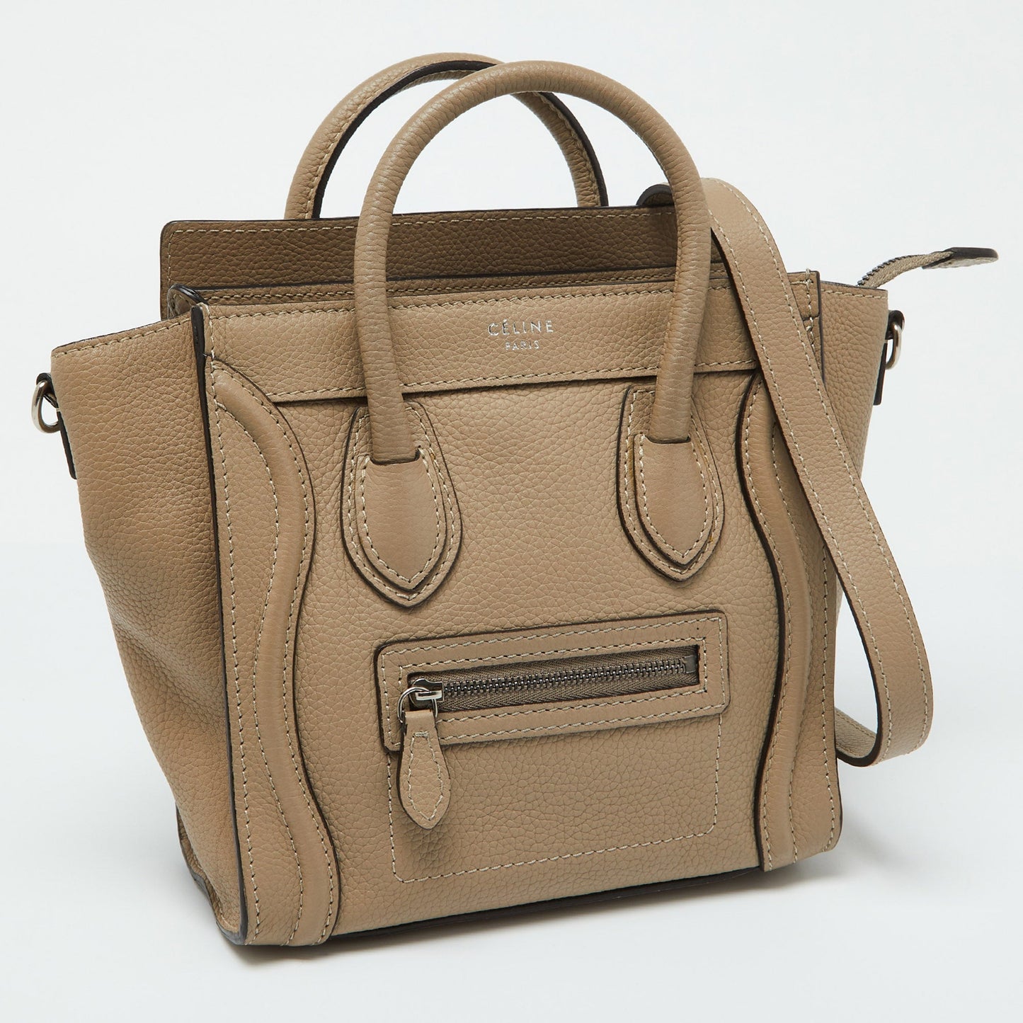 CELINE Beige Leather Nano Luggage Tote