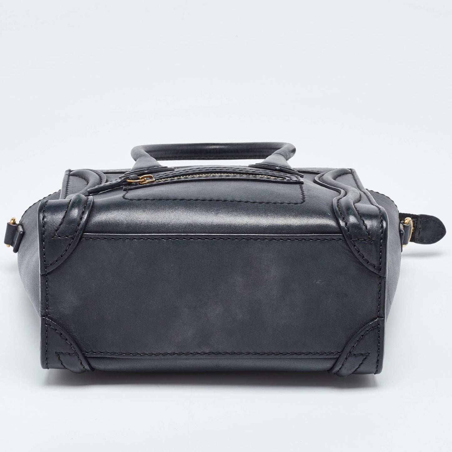CELINE Black Leather Nano Luggage Tote