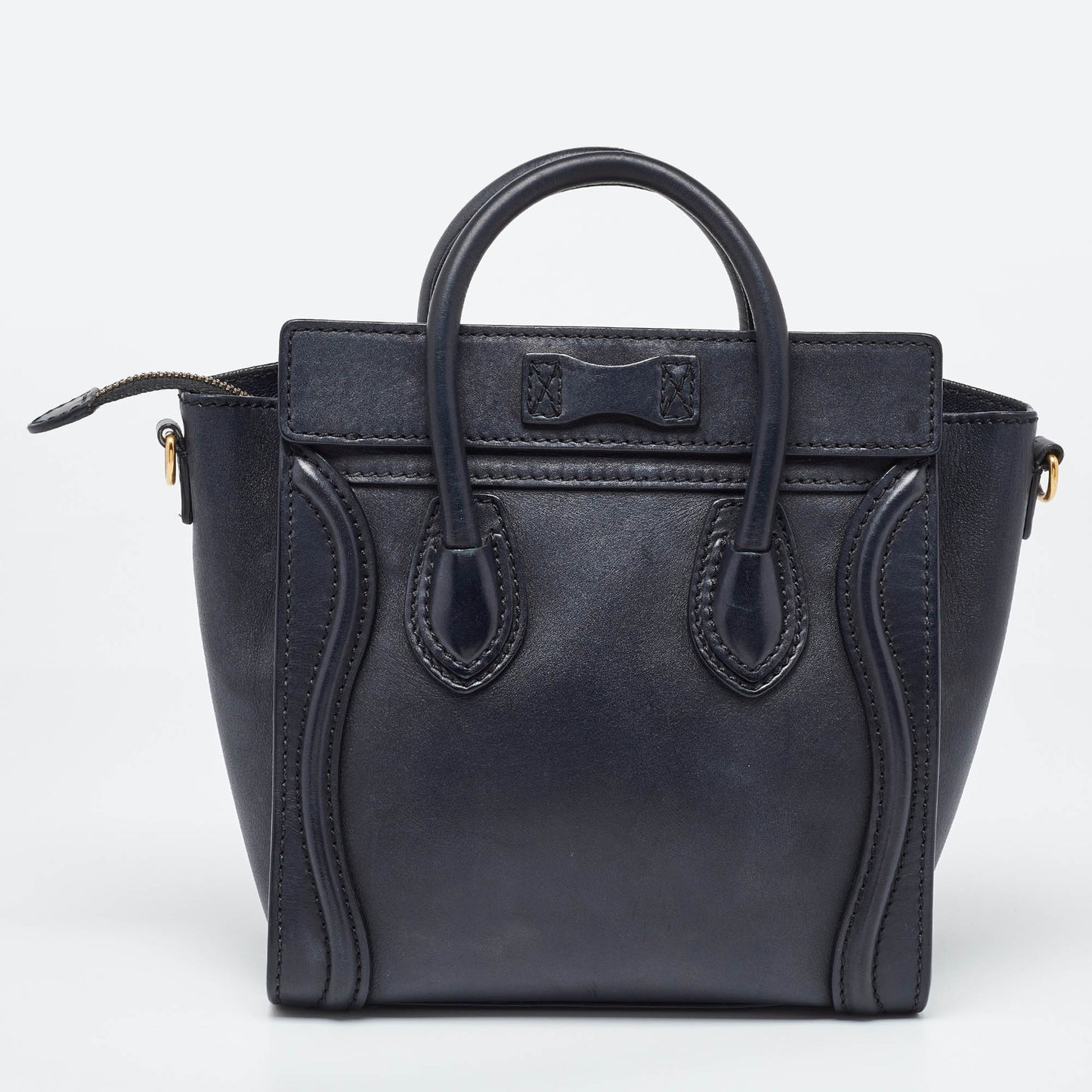 CELINE Black Leather Nano Luggage Tote