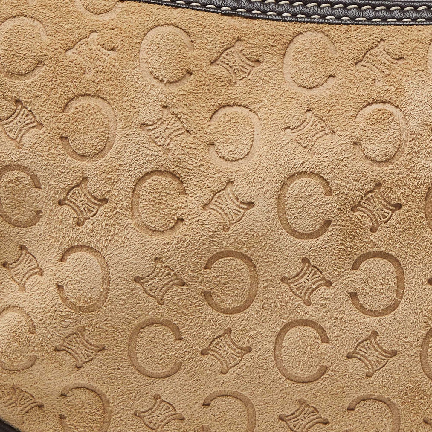 CELINE Beige/Brown Embossed Suede Ava Bag