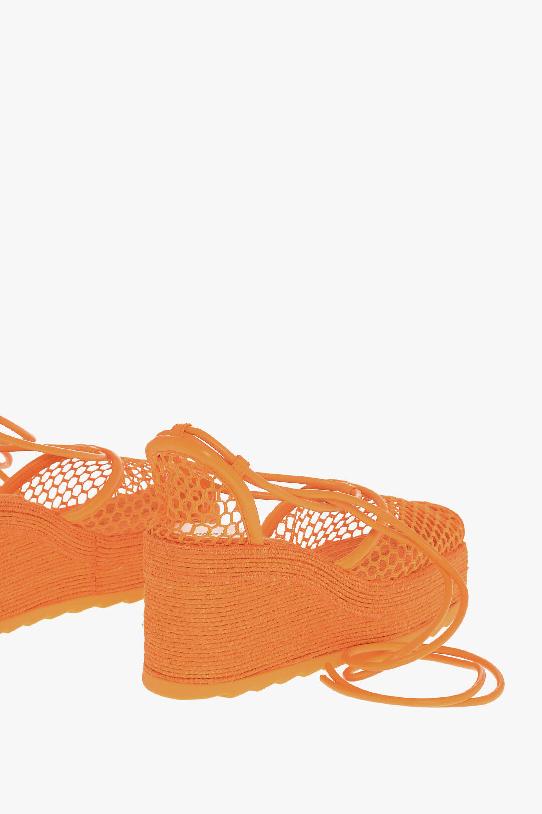 Bottega Veneta Meshed Wedged Lace-Up Espadrilles with Leather Trimmings
