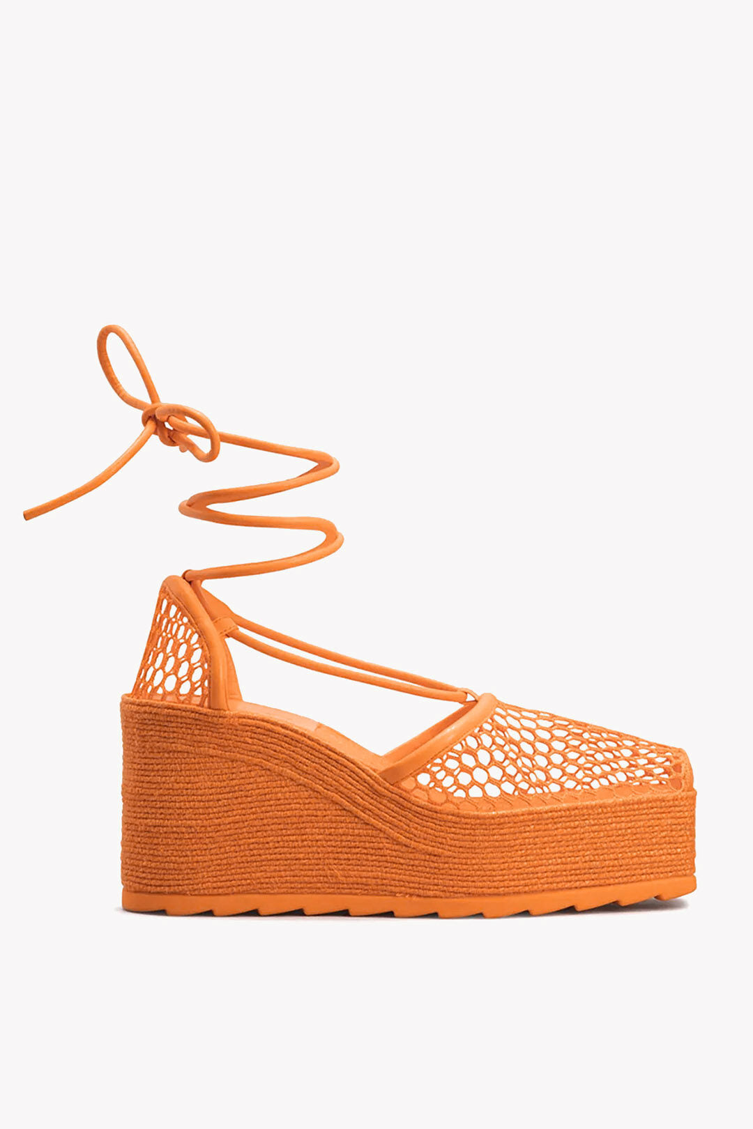 Bottega Veneta Meshed Wedged Lace-Up Espadrilles with Leather Trimmings