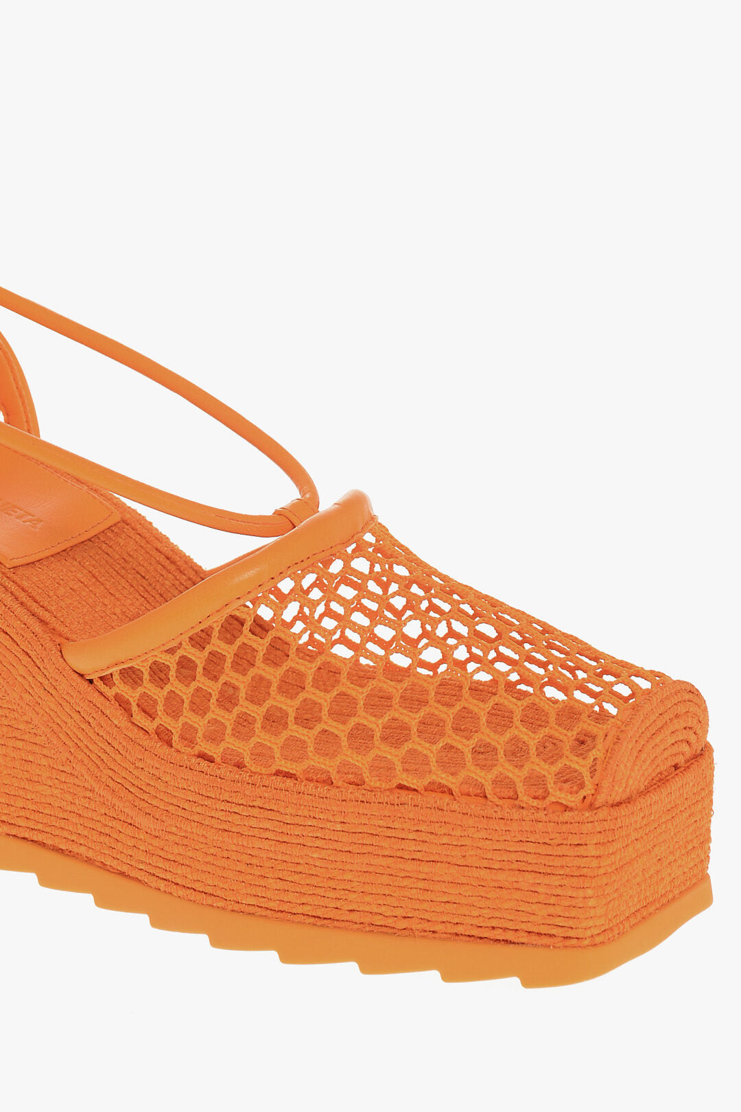 Bottega Veneta Meshed Wedged Lace-Up Espadrilles with Leather Trimmings