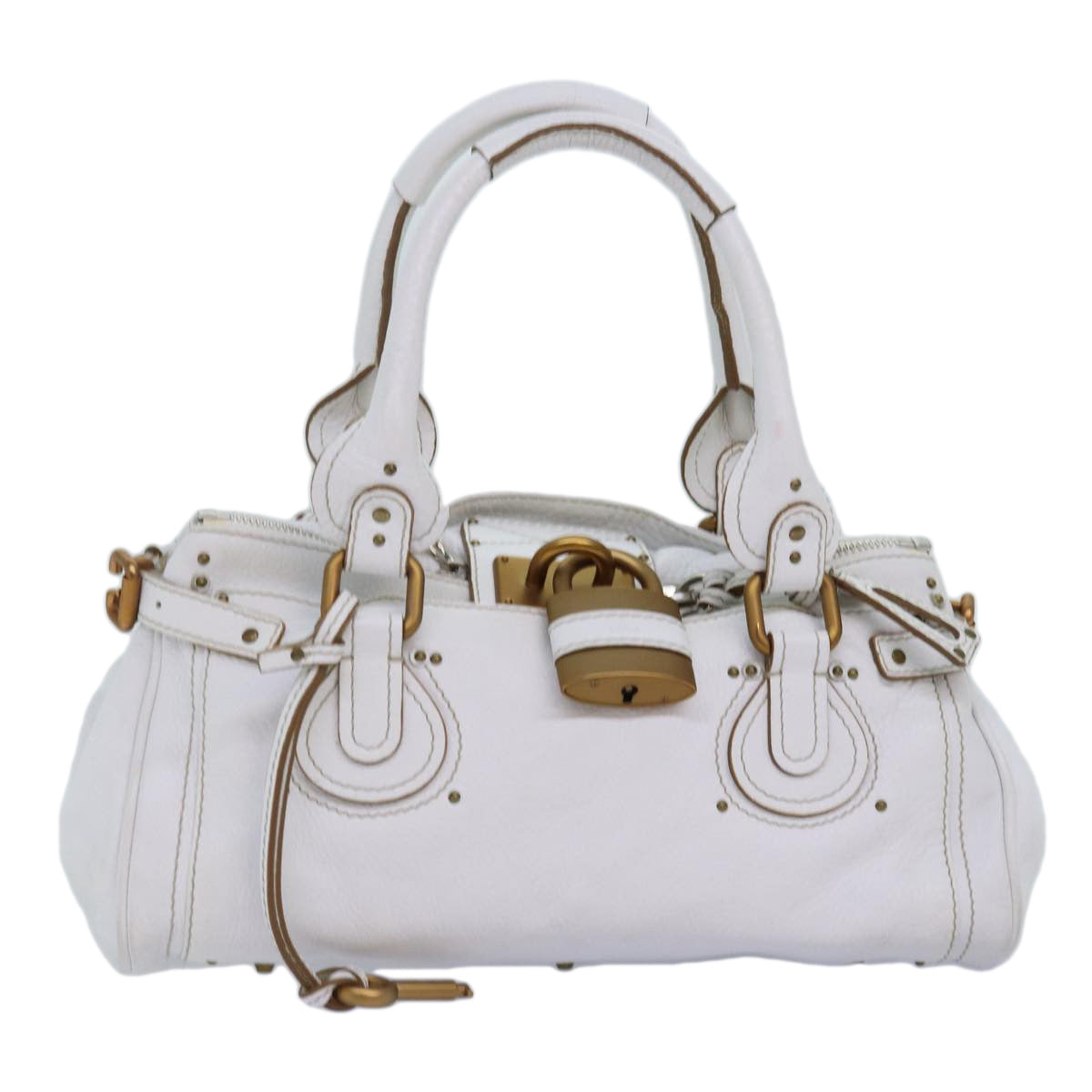 Chloe Paddington Hand Bag Leather White mr196