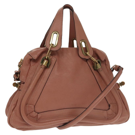 Chloe Paraty Hand Bag Leather 2way Pink Gold mr676