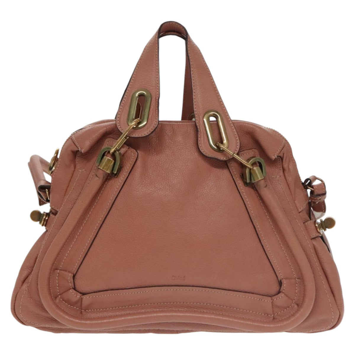 Chloe Paraty Hand Bag Leather 2way Pink Gold mr676