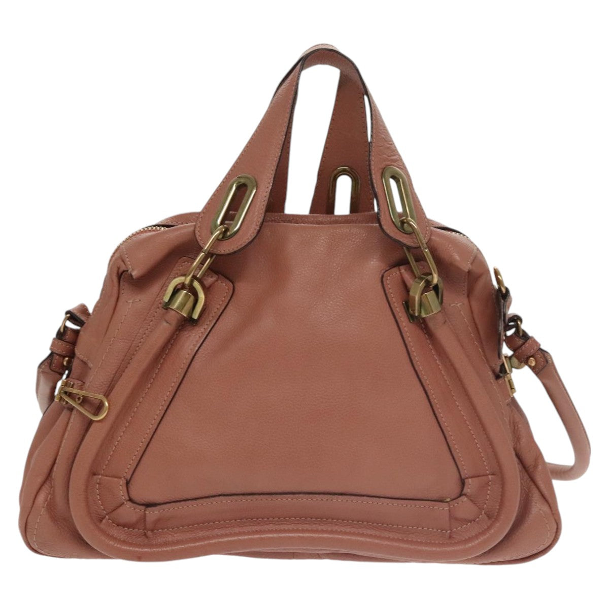 Chloe Paraty Hand Bag Leather 2way Pink Gold mr676