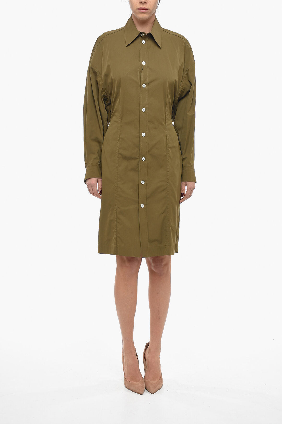 Bottega Veneta Oversized Shirt Dress Brown
